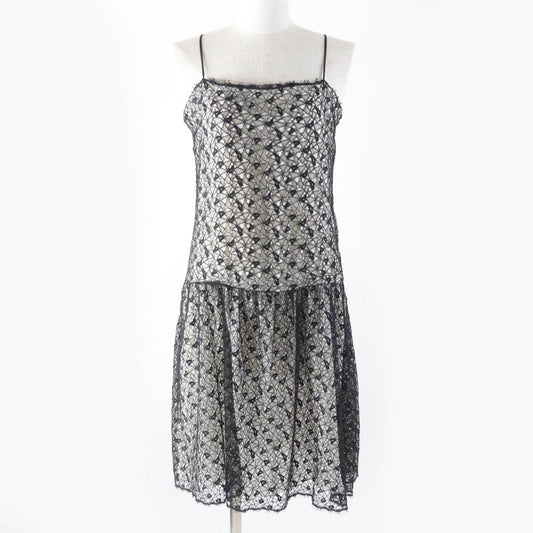 CHANEL P56062 All Lace Knee Length Cami Dress With Coco Mark Hardware Dress