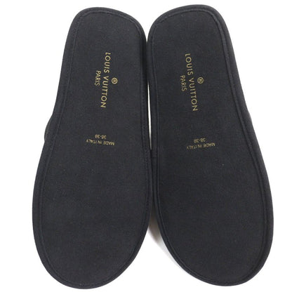 Louis Vuitton LV Sweet Line Logo Embroidery Satin Slippers Room Shoes Black