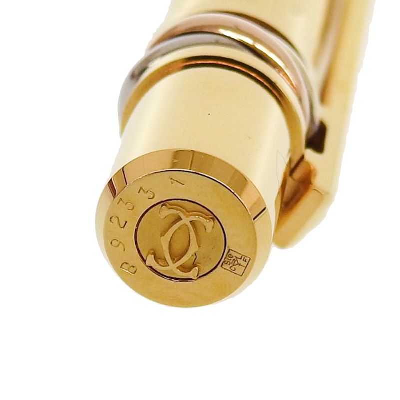 Cartier GP Trinity 2C Decor Logo Engraved Allover Twist Ballpoint Pen Gold