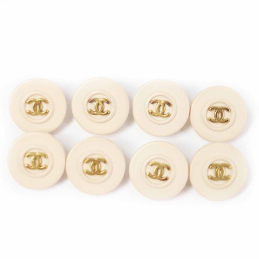 CHANEL Vintage Coco Mark Buttons 8 Pcs Beige Gold Ladies