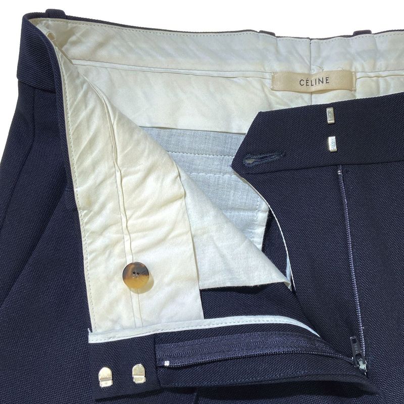 Celine Center Crease Wool Trouser Pants 2 1o4 2945 Navy 38