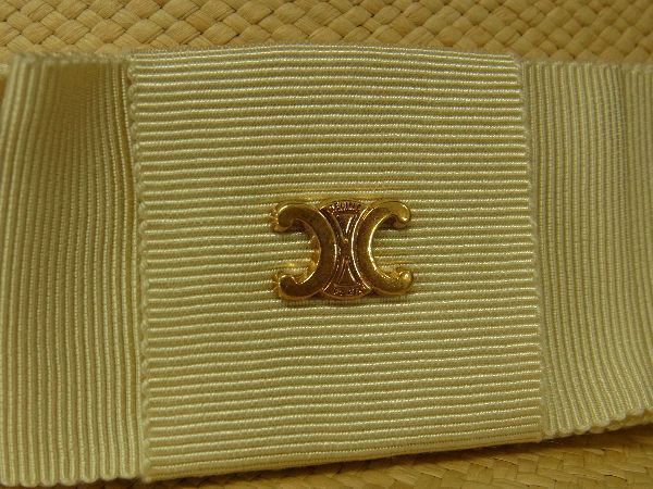 Celine Triomphe 100% Straw Medium Fold Over Hat Size Indicated 56 Beige At5931