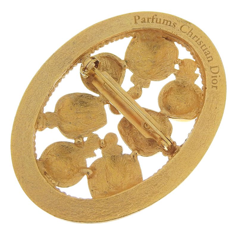 Dior Perfume Bottle Perfume Motif Vintage Gold Plated Ladies 17.4g Brooch