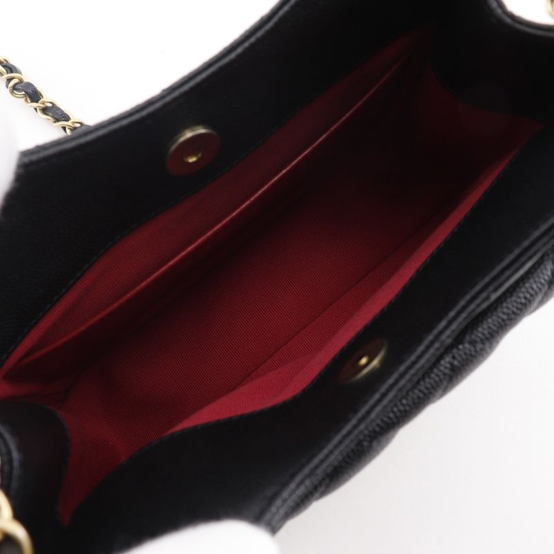 Chanel Matelasse Small Hobo Bag Chain Shoulder As3710 Caviar Skin Black Ladies