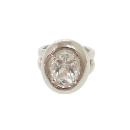 Hermes Vintage Gaucho Silver 925 White Topaz #17 Silver Ring 0267 Hermes