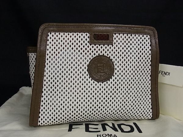 Fendi Peekaboo Defender Leather Bag Cabas White And Brown Al3023