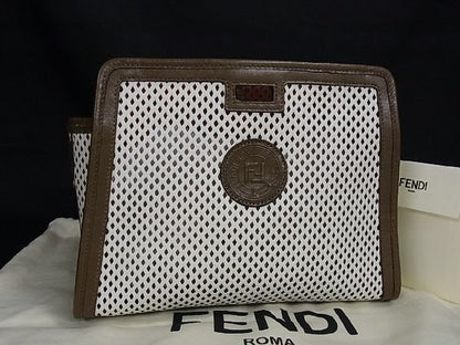 Fendi Peekaboo Defender Leather Bag Cabas White And Brown Al3023