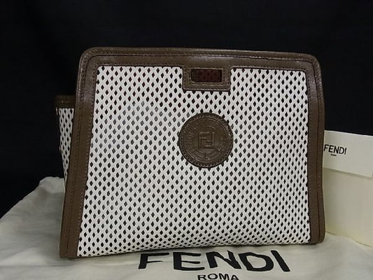 Fendi Peekaboo Defender Leather Bag Cabas White And Brown Al3023