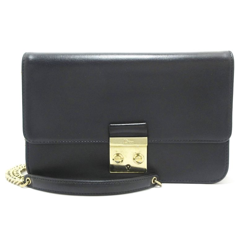 Dior/christian Dior Wallet - Black Chain Shoulder Leather