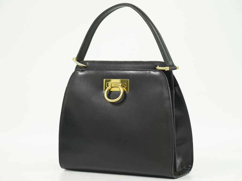 Authentic Celine Leather Handbag Black Bag Pre-owned [follow-up Discount