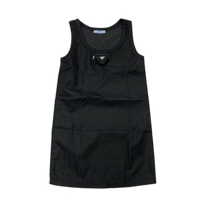 Prada Dress Recycled Polyamide Black Silver Re-nylon Triangle Logo 23 AW