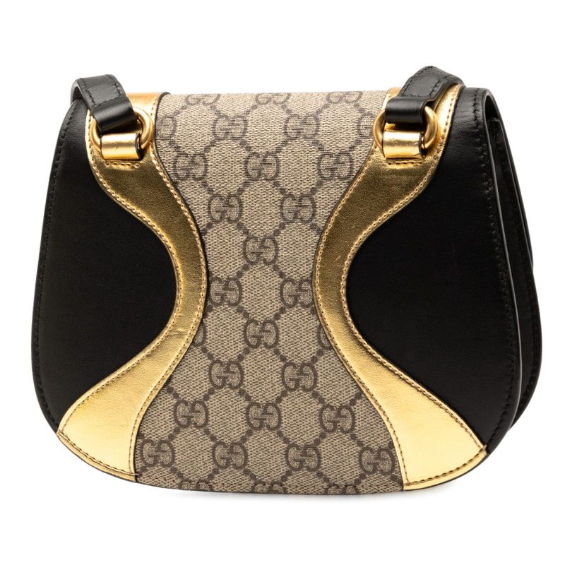 Gucci GG Supreme Osiride Taiga Head 500781 Black Gold PVC Leather Women's Gucci