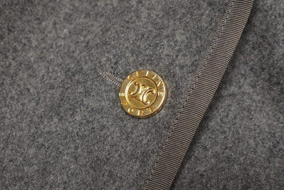 Celine Vintage Stainless Steel Collar Coat Belted Coat Long Coat Logo Buttons