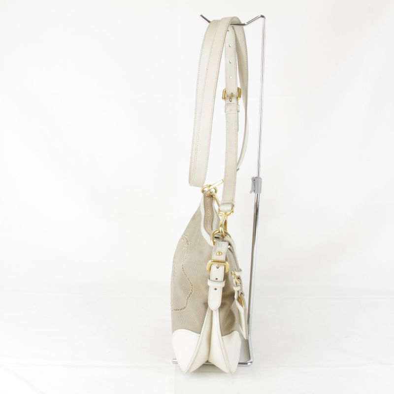 Prada Logo Jacquard Shoulder Bag Canvas Ladies