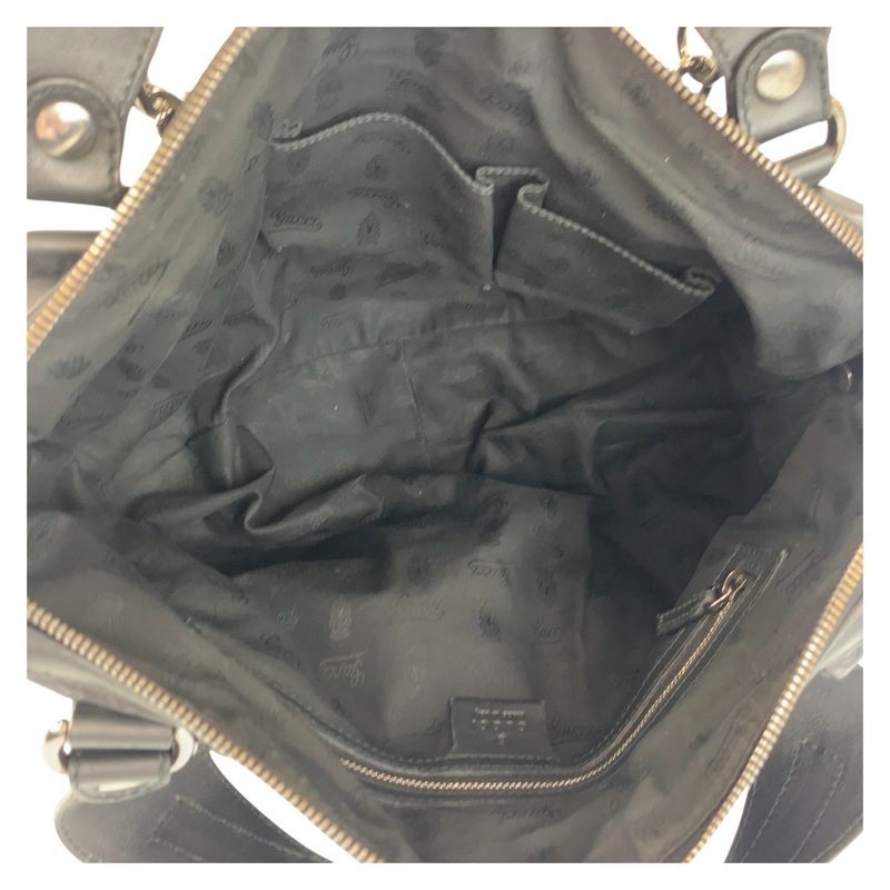 Gucci Horsebit Guccissima Black Silver Hardware Leather 228594 Handbag Shoulder