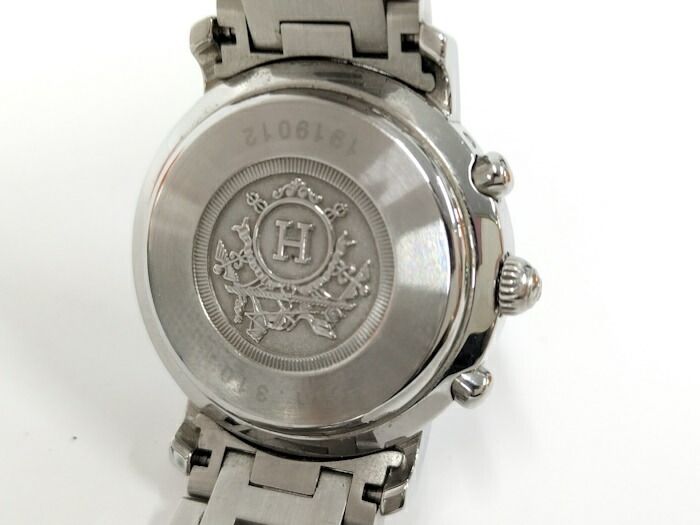 Hermes Clipper Ladies Watch Chronograph SS Quartz Black Dial Cl1310