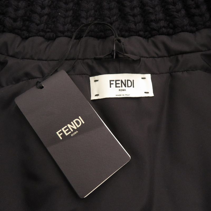 Fendi Zip Up Short Cape Faa406 Size 38 Wool Elastane Polyester Brown Outerwear