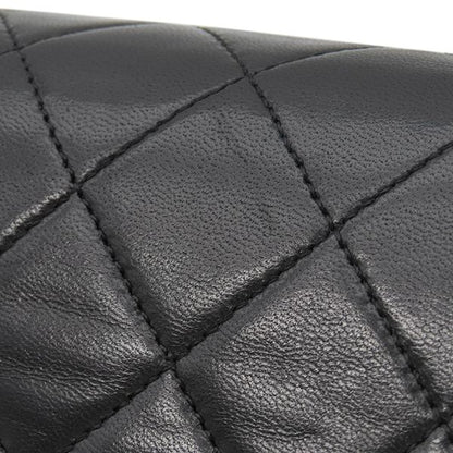 Chanel Shoulder Bag Matelasse Full Flap Lambskin Black Gold Hardware Black