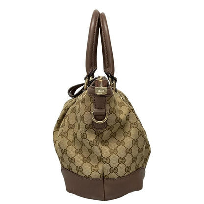 Gucci Handbag Sookie GG Pattern 247902 Beige Dark Brown And Purple Leather