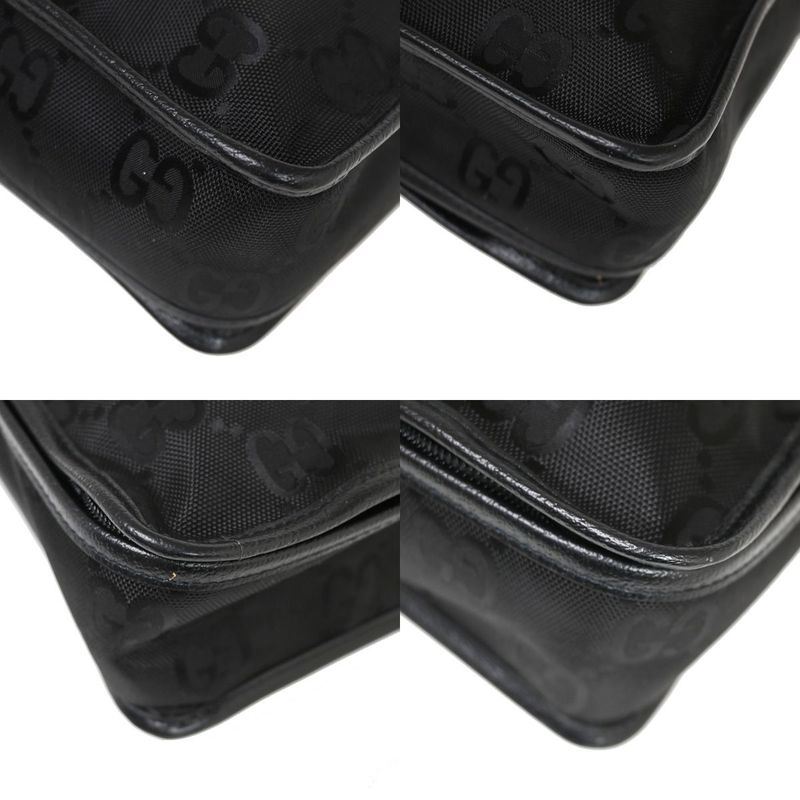 Gucci GG Travel Pouch Clothes Nylon Leather Black 33fa226