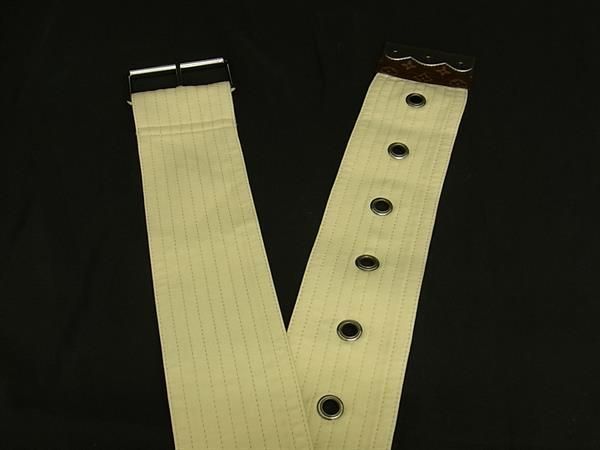 Louis Vuitton Canvas Silver Hardware Wide Belt Ladies Ivory Fc6094
