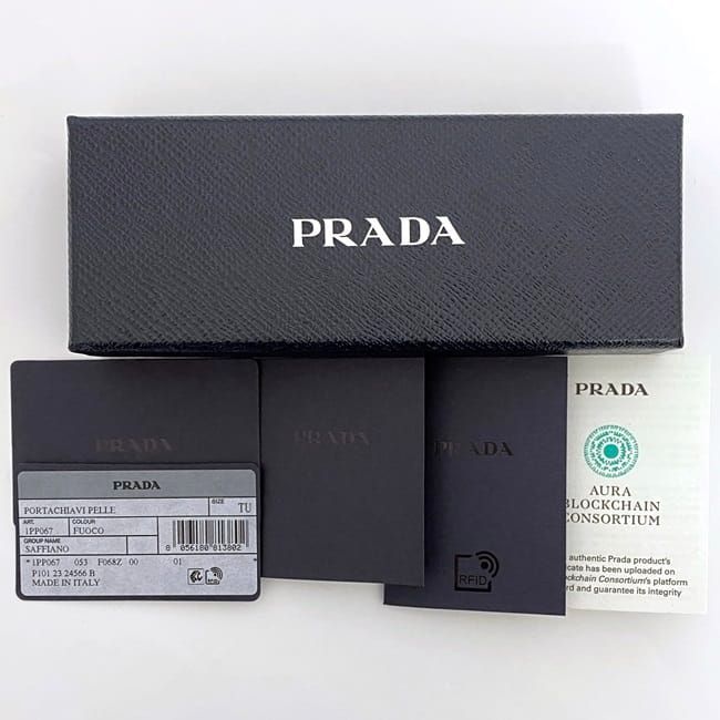 Prada Logo Key Ring Red Saffiano 1 pp067 Leather