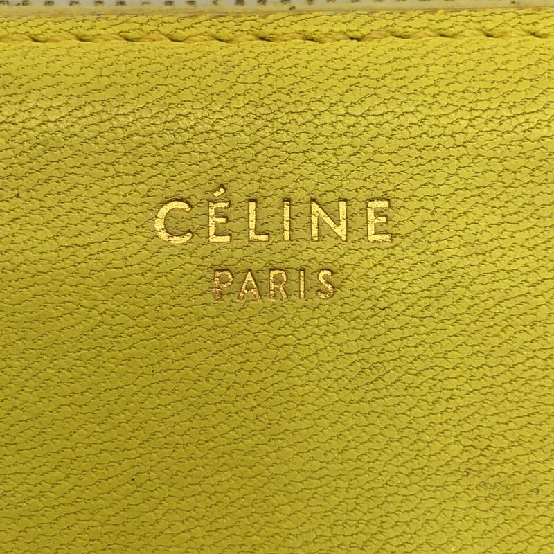 Celine Phoebe Period Round Zip Bicolor Coin Case Mini Wallet Yellow Gray