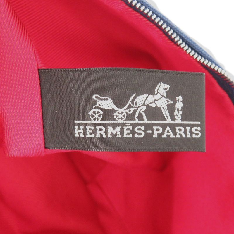 Hermes Palmyre Trapezoid Pouch Bag Canvas Cotton Corail Indigo Blue 1583 Blue