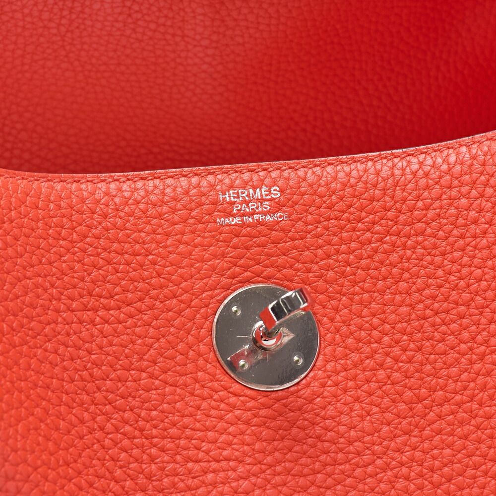 Hermes Lindy 30 2-way Shoulder Bag Taurillon Clemence Orange Poppy Orange Poppy
