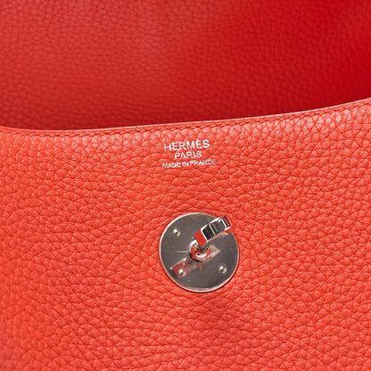 Hermes Lindy 30 2-way Shoulder Bag Taurillon Clemence Orange Poppy Orange Poppy