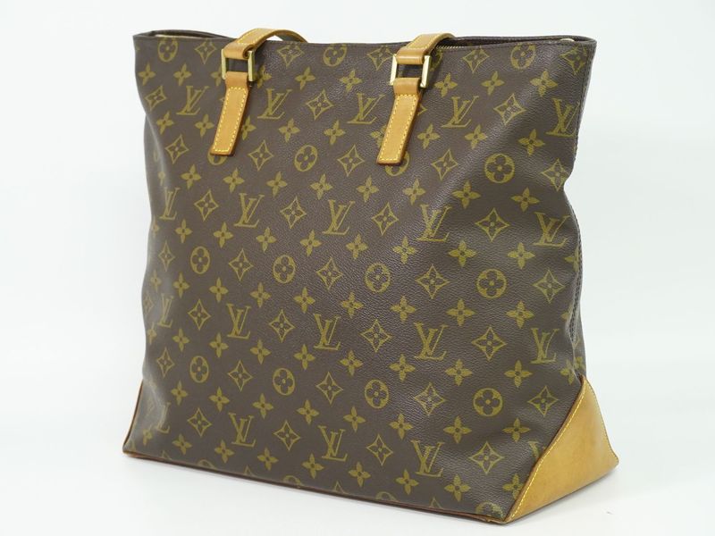 Authentic Louis Vuitton LV Cabas Mezzo Monogram Shoulder Bag Tote Bag Brown