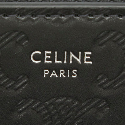Celine Triomphe Round Zipper Long Wallet Black Leather Women's Celine