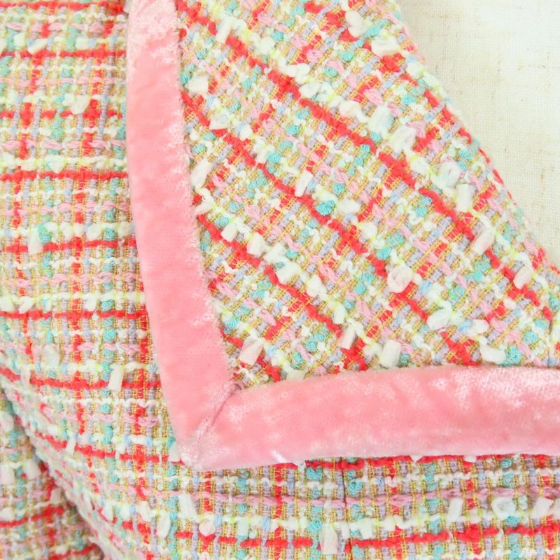 Chanel Set Up 38 Wool Cotton Nylon Pink Red Multicolor Tweed Coco Button