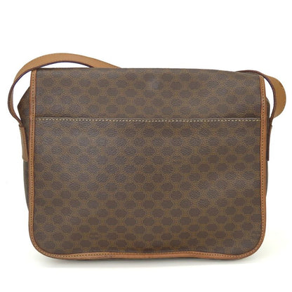 Celine Shoulder Bag Macadam Leather PVC Brown Gold Hardware Shoulder Crossbody