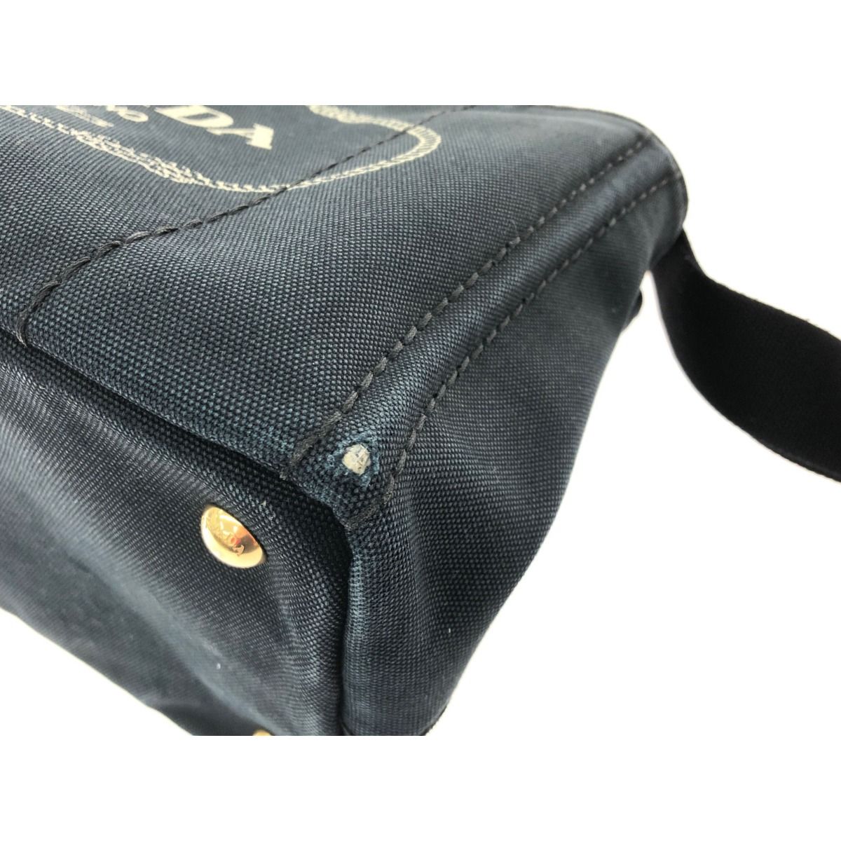 Prada Women's Tote Bag Canapa Canvas with Strap Shoulder Tote Navy