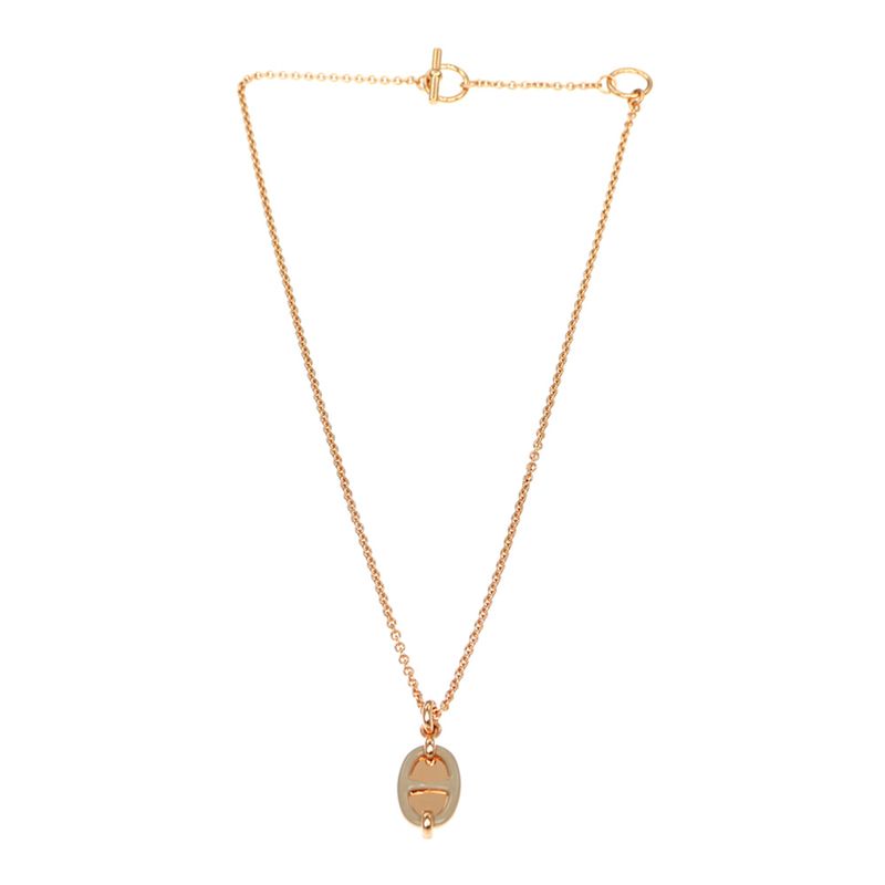 Hermes Necklace Mini Maillon PM Marron Glace Rghardware Chaine D'ancre