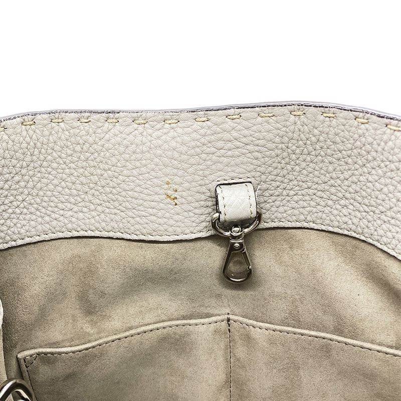 Fendi Selleria Anna Small Shoulder Bag Leather Gray Silver Hardware 2WAY Women