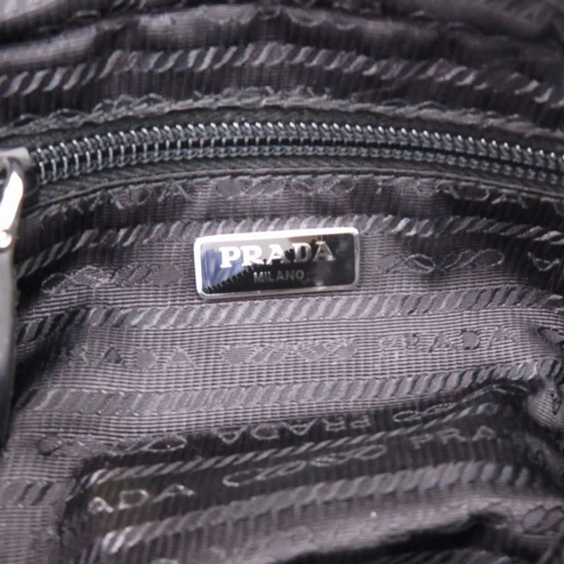 Prada 1ne175 Nylon With Strap Silver Hardware Black Pouch 0351 Prada