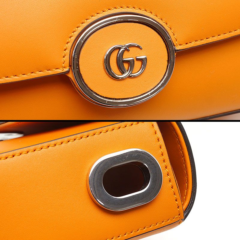 Gucci Petite GG Leather 2WAY Handbag 739722 Crossbody Orange