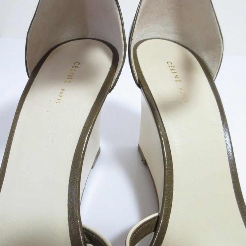 Celine Phoebe Period Knot Wedge 85 Ankle Strap Wedge Sandals 35.5 Equivalent to