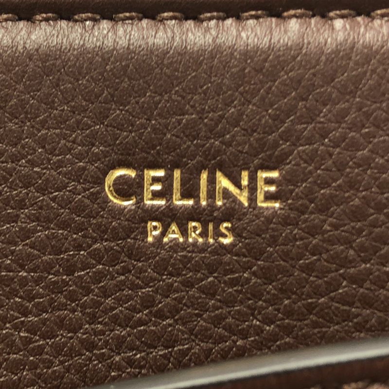 Celine - Conti Supple Calfskin Leather Handbag - Chesnut - Women's