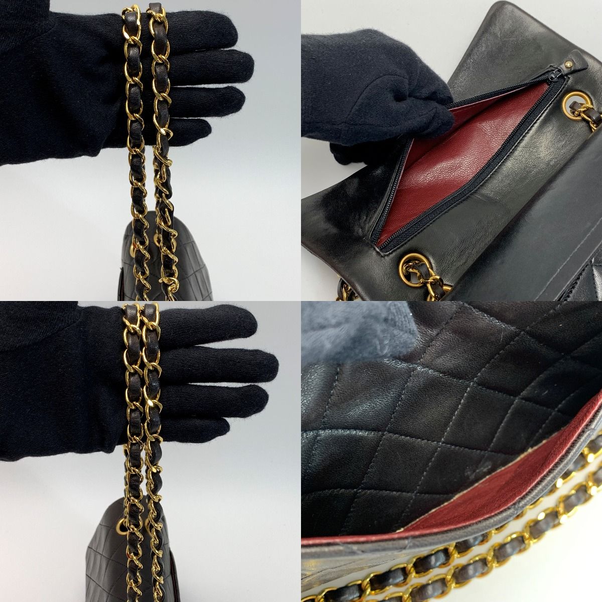 Chanel Matelasse Double Flap Lambskin Black Chain Shoulder Bag