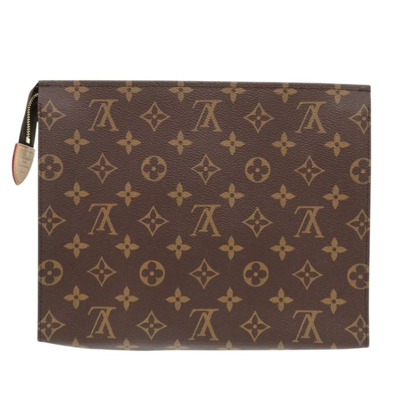 Louis Vuitton Monogram Poche Toilette 26 M47542 Clutch Bag Brown LV 1585 Louis