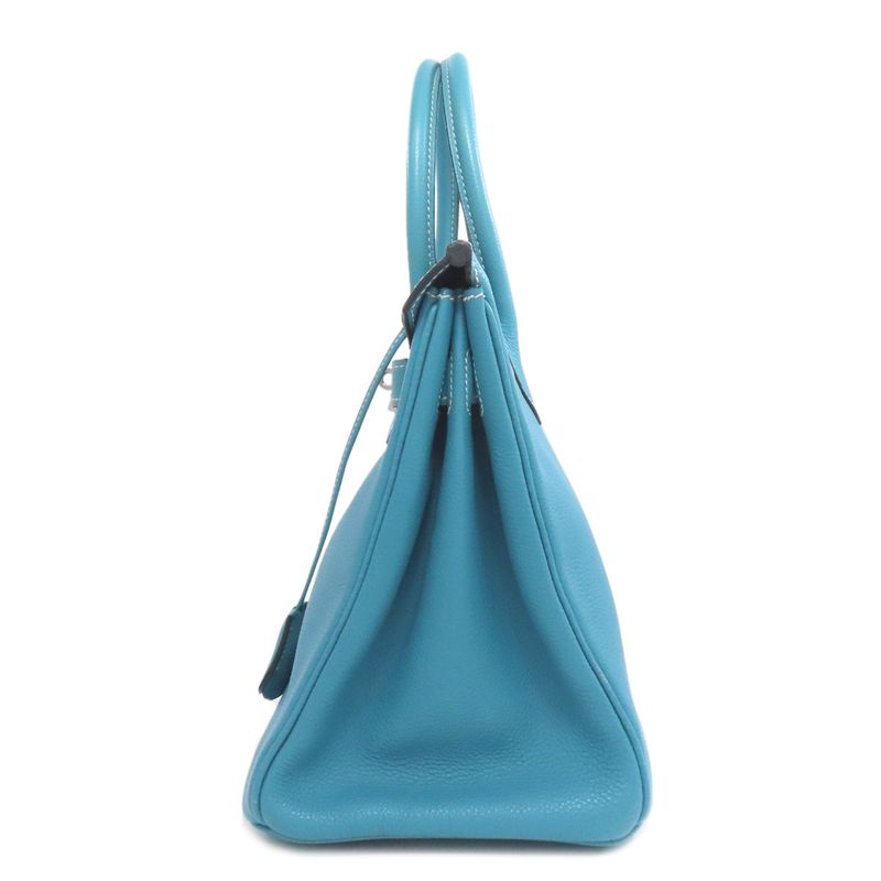 Hermes Birkin 30 Blue Jean Silver Hardware Handbag Epson Women