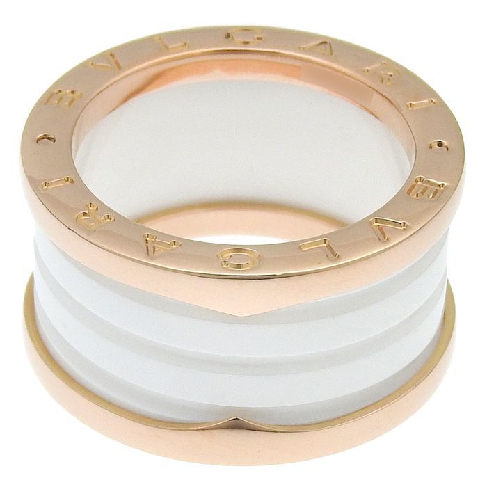 Bvlgari Bulgari B-zero1 4 Band Ring 18K Pink Gold CE 750 Pink Gold Ceramic #53