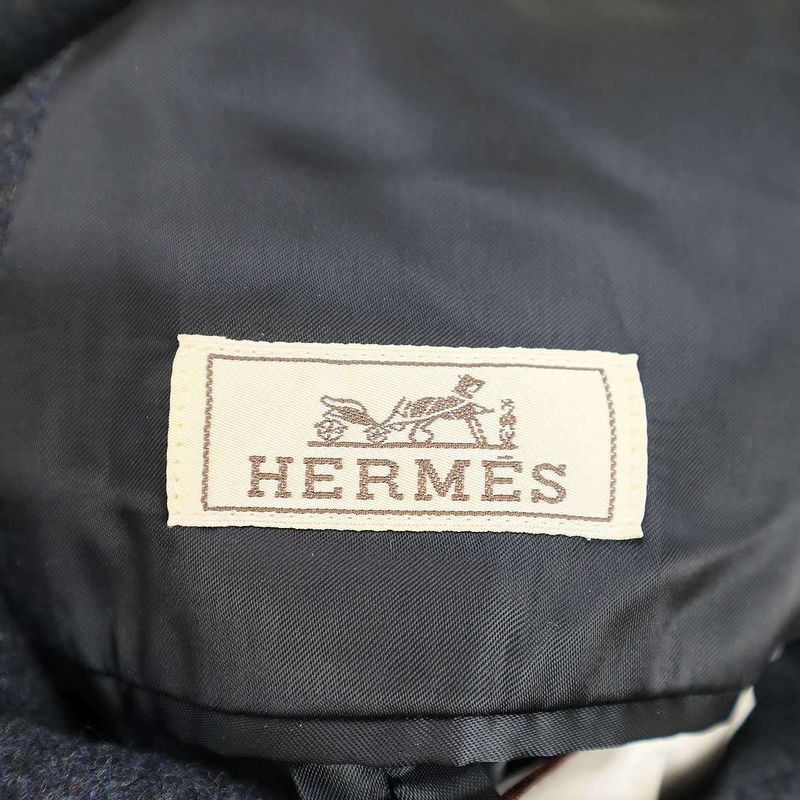 Hermes Wool Cashmere Chester Coat Pt9434 Navy 48