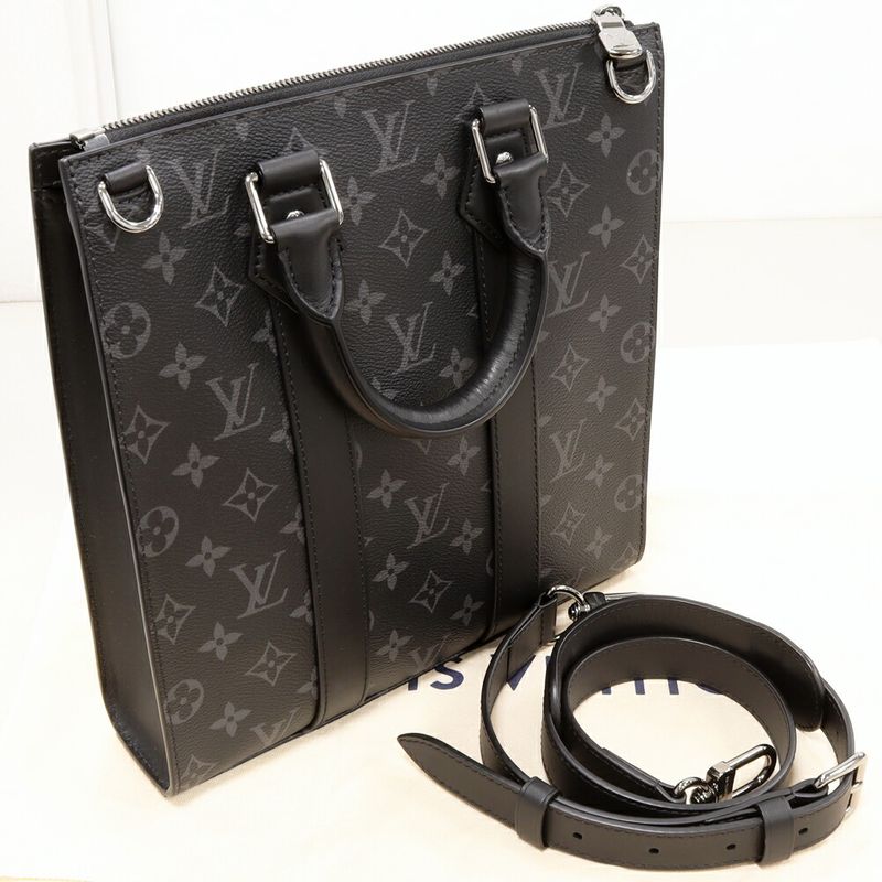 Louis Vuitton Hand Tote Shoulder Bag Monogram Eclipse Sac Plastic Cross 2WAY