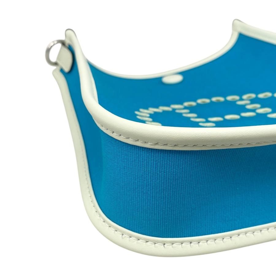 Hermes One Shoulder Bag Neo Evelyn TPM W Engraved Toile Officier Swift Blue