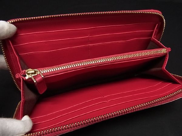 Bvlgari Leather Round Zipper Long Wallet Coin Purse Ladies Pink Al5168