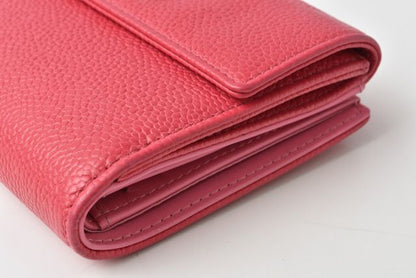 Chanel Foldover Wallet With Bi-colored Buttons In Caviar Skin Rose Purple